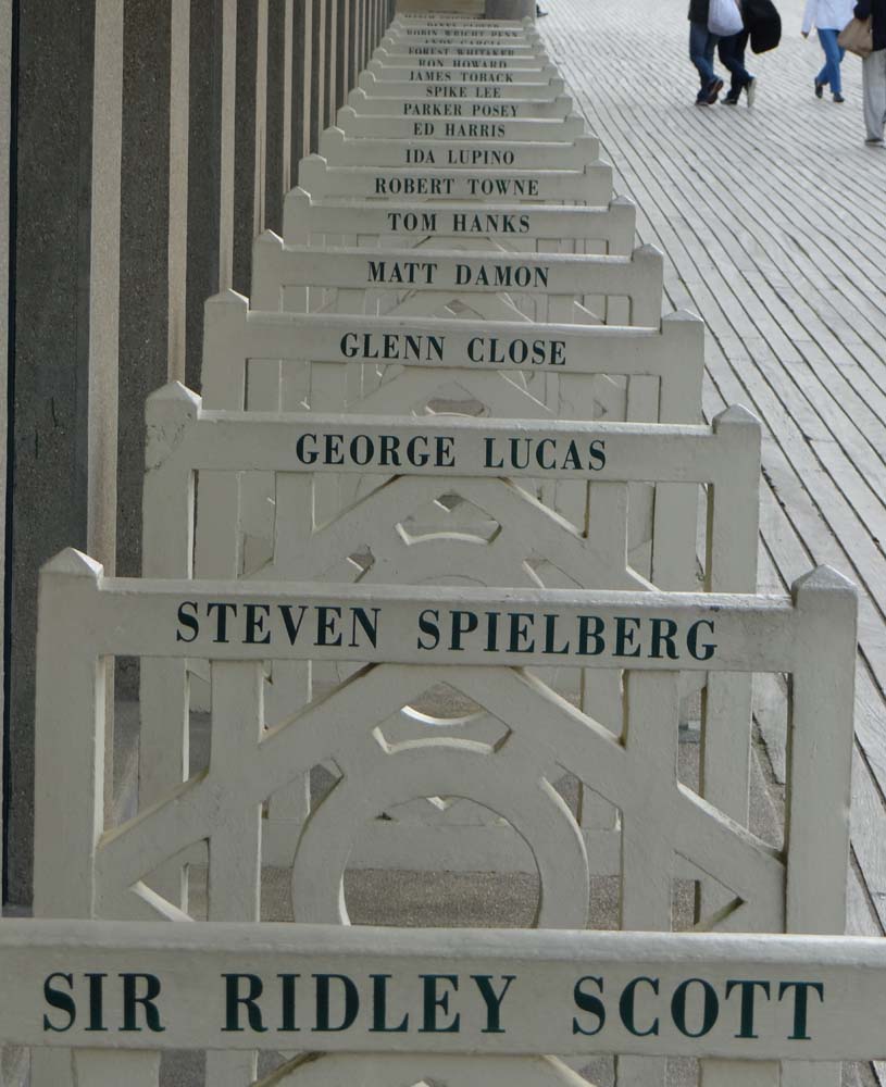It's all about the movie stars around here, the changing rooms on the beach all have names.