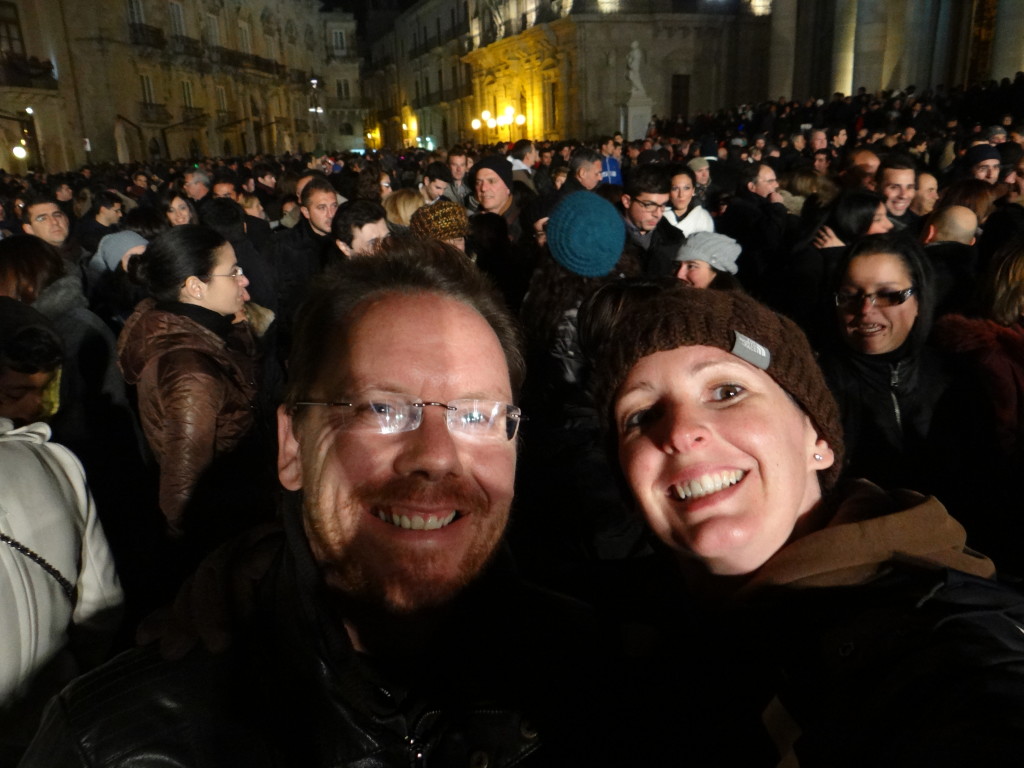 New Years Eve 2013. Party time in Syracuse, Sicily and we're in the middle of it!