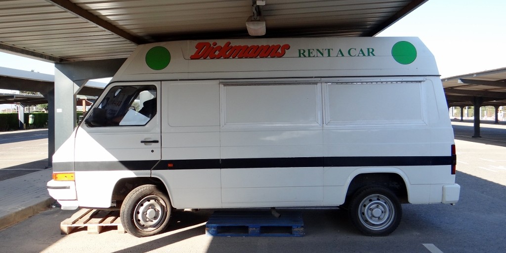 Loved our hire car company - notice how they have let the tyres down to fit in the car park!