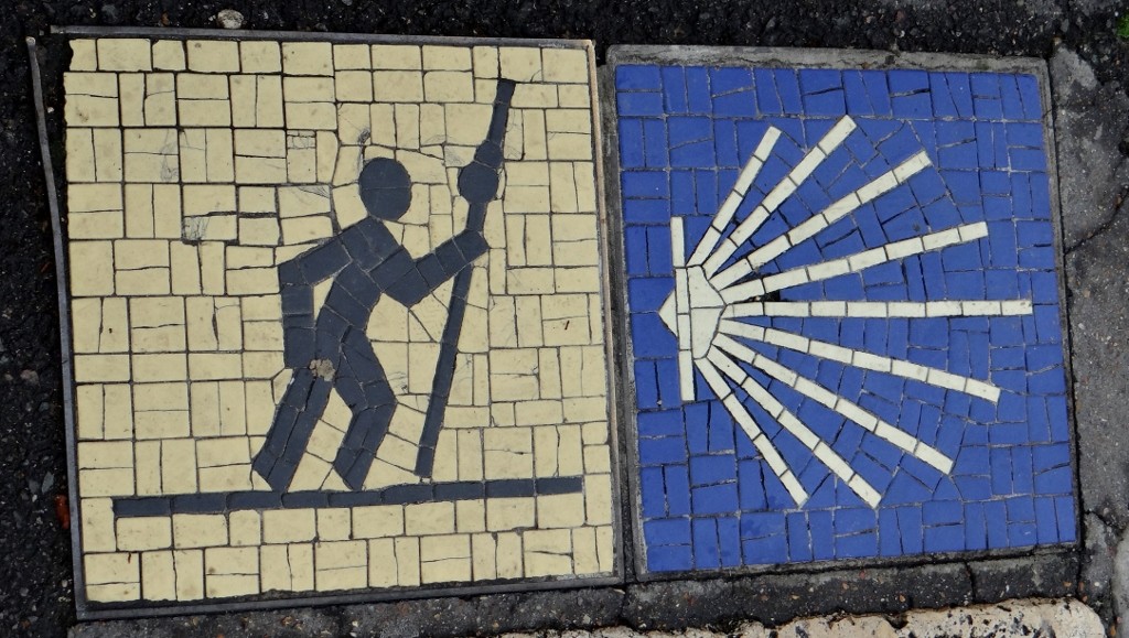 The route from the campsite to the cathedral is marked out for the pilgrims, and campers.