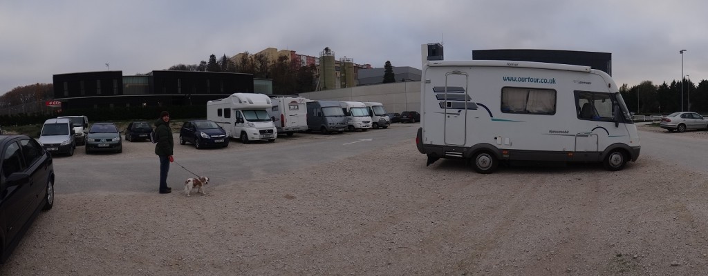 Zagan and Bessie in the freebie car park in Pamplona