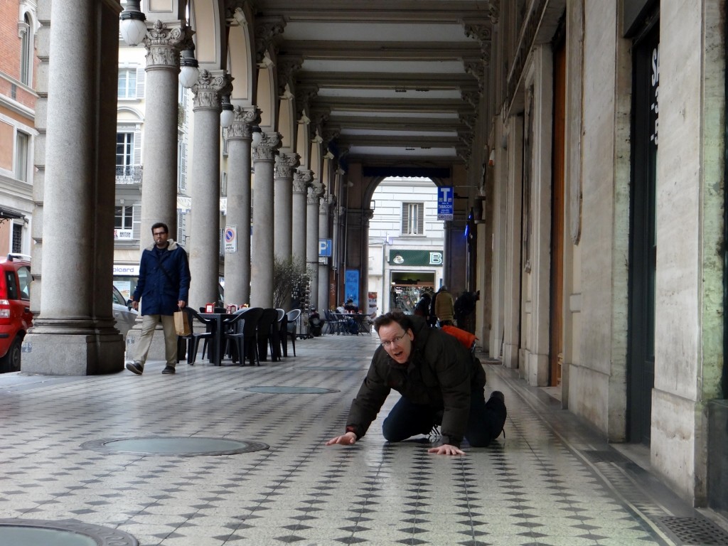 Paying homage to a bit or marble the mini's drove over in the Italian Job, Turin