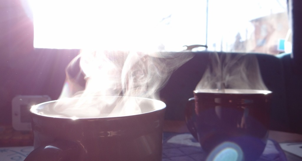 This morning's brews. Supped slowly as the van pinged in the sun's warmth.