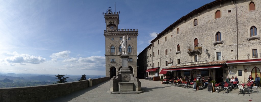 San Marino's seat of government and statue of liberty