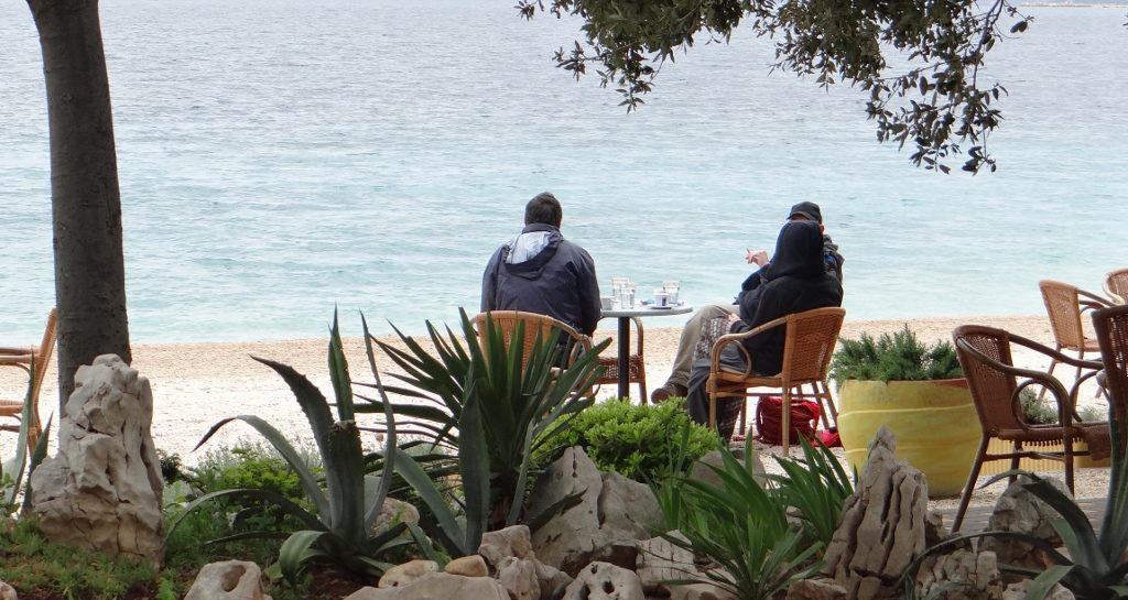 Wrapped up locals waiting for the Croatian summer