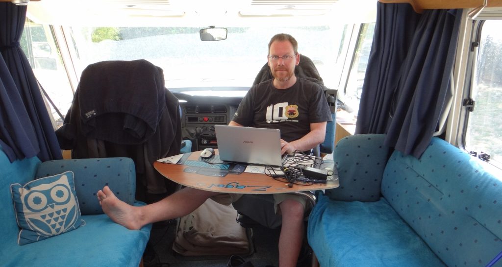 With a lovely clean van, we munched toast then got some writing done.