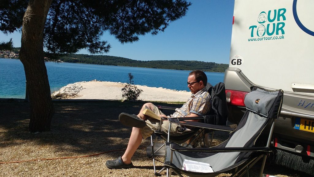 Me ploughing through a Lee Child book Martin gave us