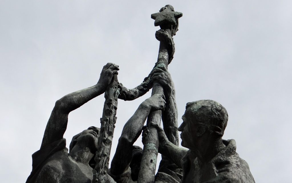 Raising of the communist star, Kočevje, Slovenia