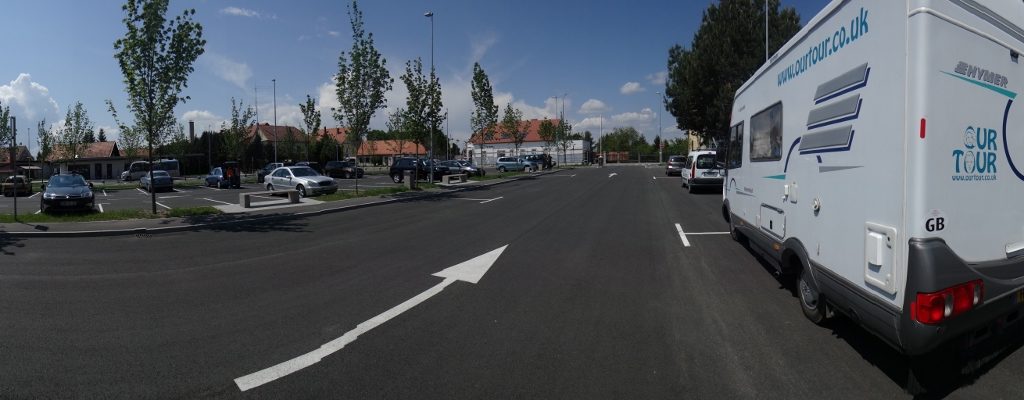 Zagan free camping in Ptuj. Check again tomorrow to see if we got that €300 invoice...