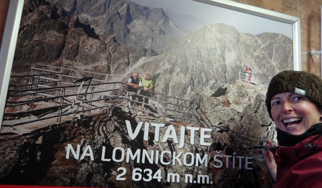 Bullseye style 'Look at What You Could Have Won' poster up at the peak of Lomnický štít