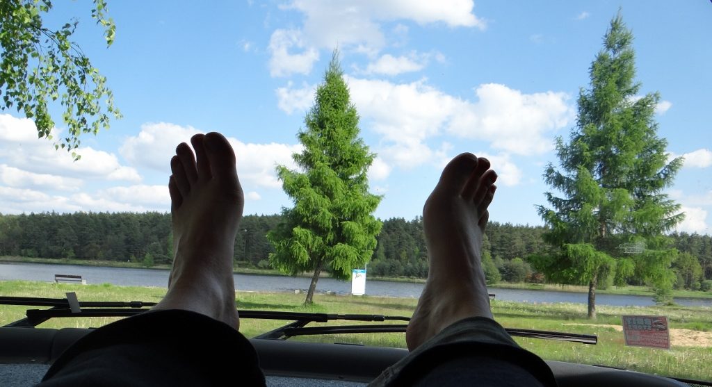Feet up, time for a brew after a few hour's driving