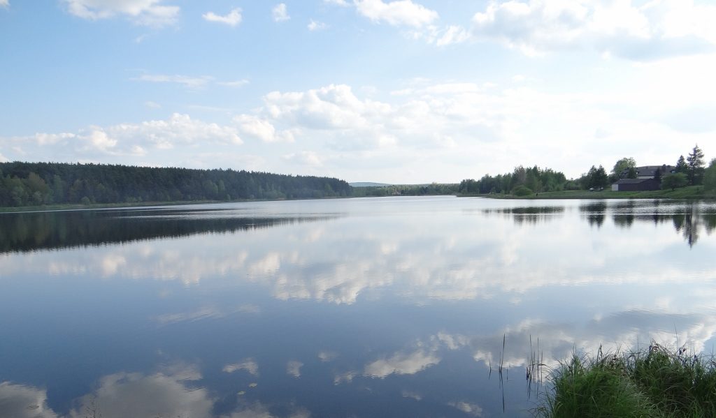 The lake we're facing in our freebie camping spot