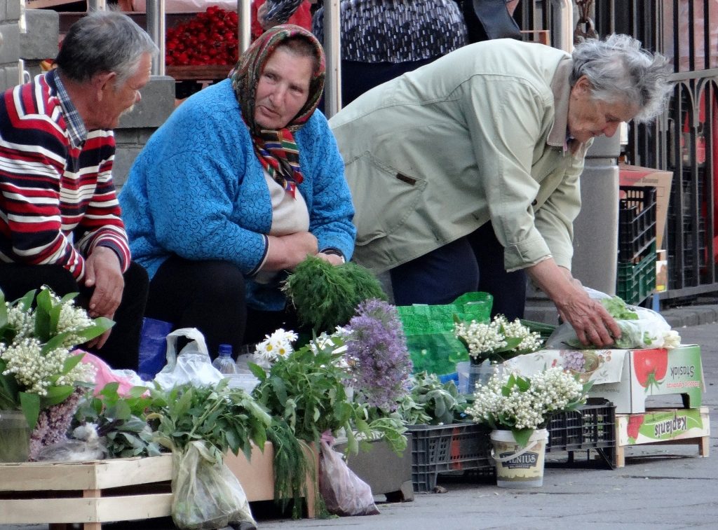 Selling produce on the street Vilnius