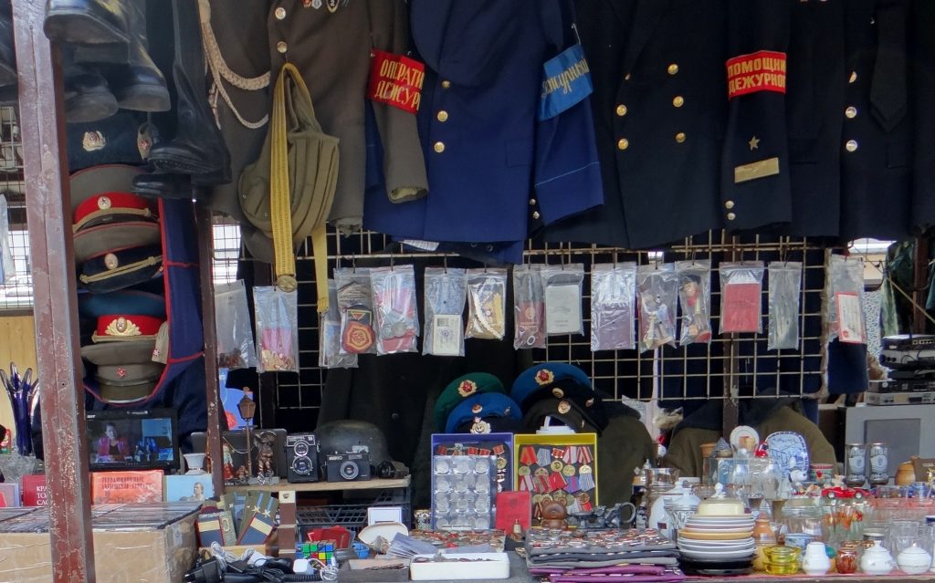 Thought those pants were in bad taste? They were flogging a Waffen SS helmet on this stand...