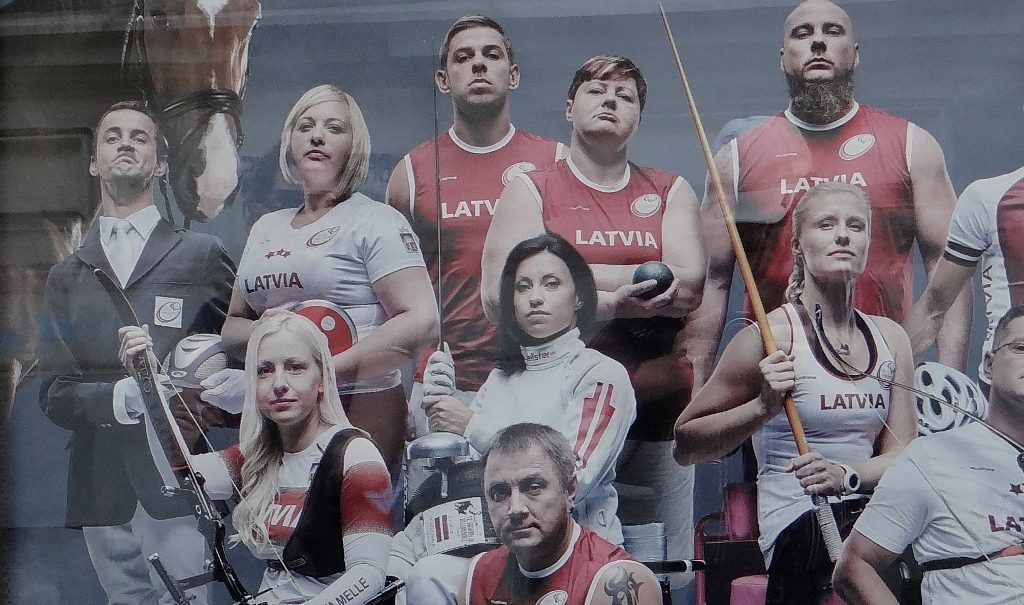 The Latvian paralympic team. The horse rider chap looks as proud as punch, good for him.