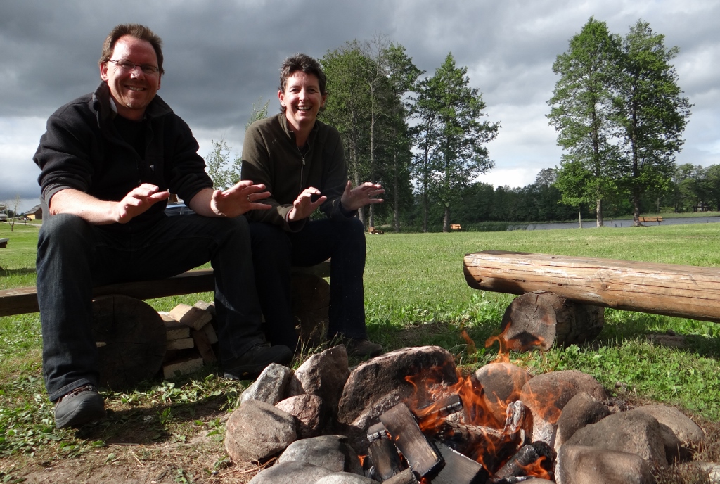 Fire! Smoke's not getting our eyes though, the winds hoofing it all off across the lake