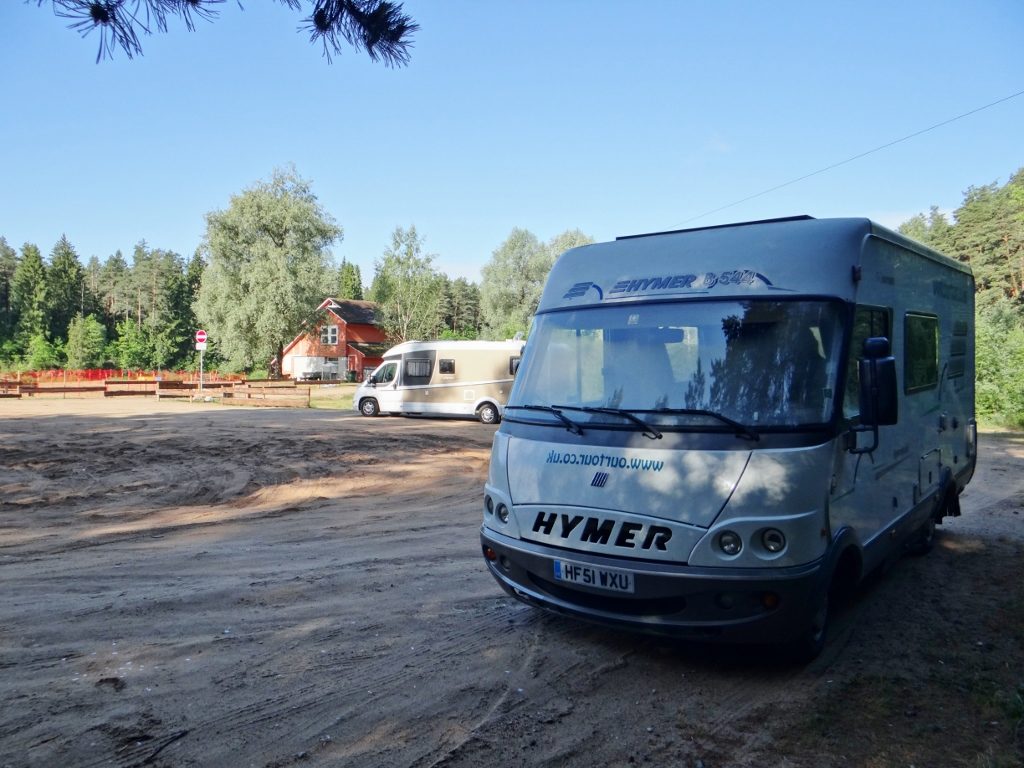 motorhomes in car park