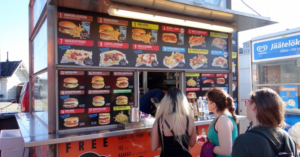 Burger bar in market square Helsinki