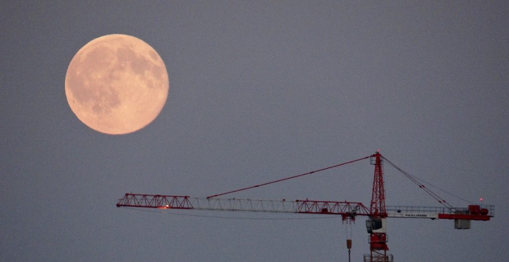 Strawberry Moon over Helsinki on the Summer Solstice