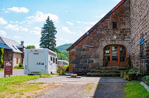 Amelia parked outside La Grange de la Haute Vallee while we toured the farm and sampled the cheese.