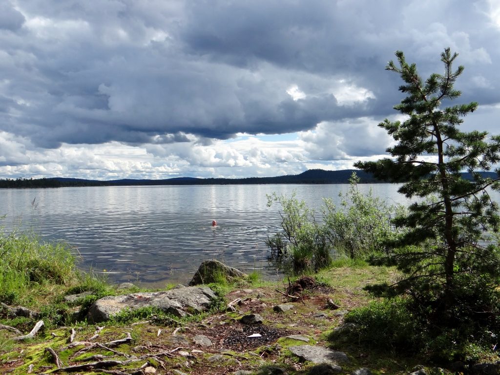 Heavy skies for Jay's morning dip