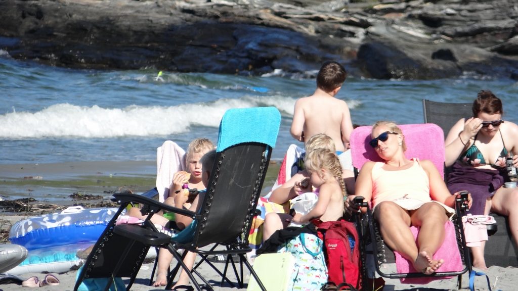 Locals out in force on the beach today