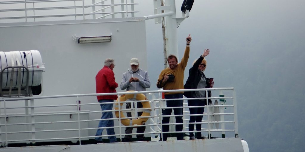 Richard and Jenny, fun-lovin' folks on the ferry to Lyngseidet