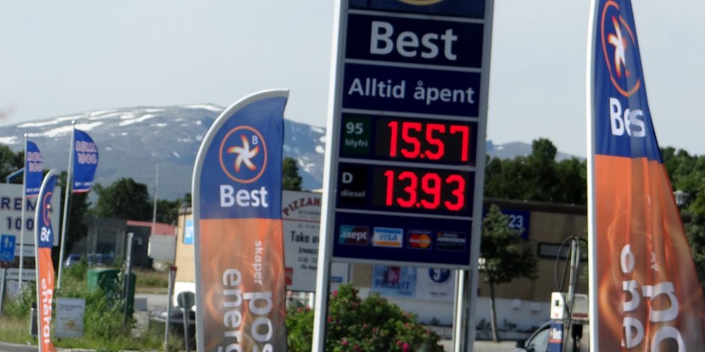 Nasty - nearly £1.40 a litre. Fuel here gets cheaper at certain times of the day or week, but we're not entirely sure when. Sunday evening is currently our favourite time