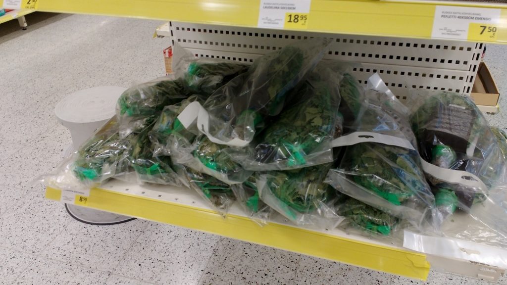 Beech twigs supermarket Finland