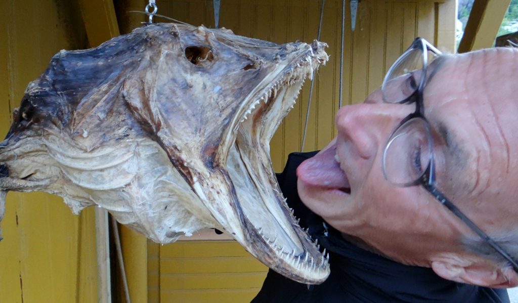 Chris scaring the bejesus out of a cod head