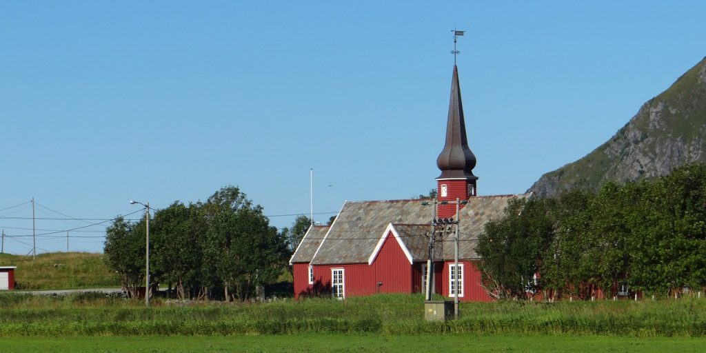 The onion-domed church at Flaksted, made from reclaimed driftwood from Siberia