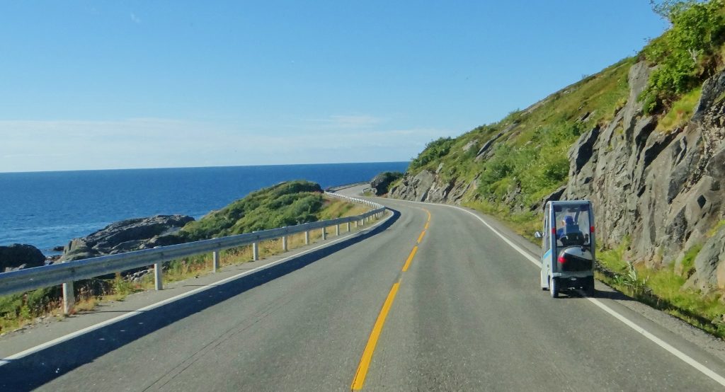 Mobility scooter on road
