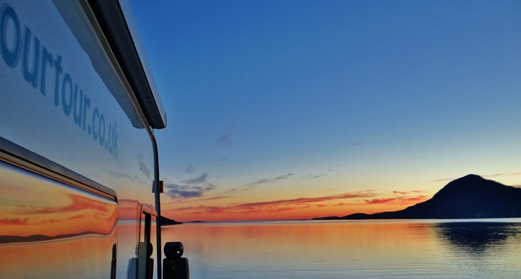 Sunset and motorhome