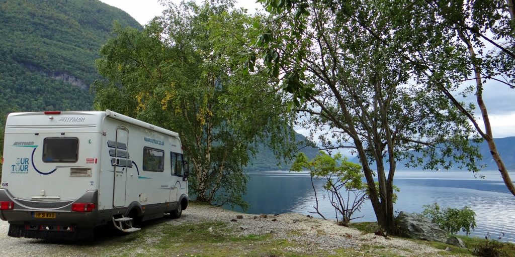 Motorhome parking Laerdal, Norway