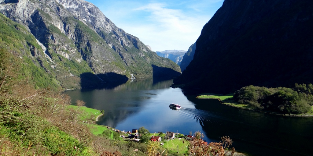 Boat on Nærøyfjord, Norway