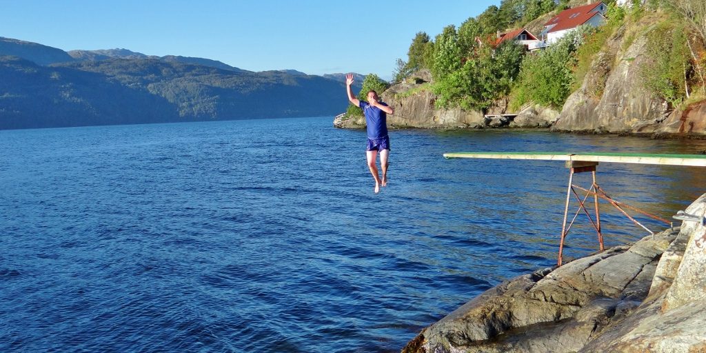 Diving Board Fun, Sand, Norway