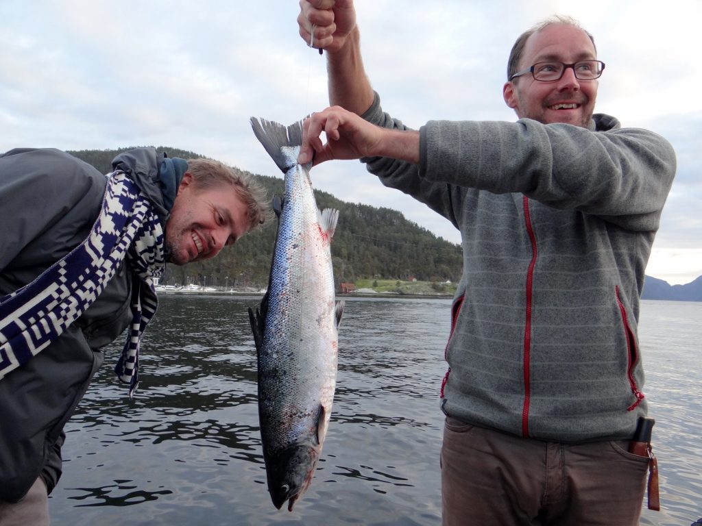 Salmon caught with a lure in Sand