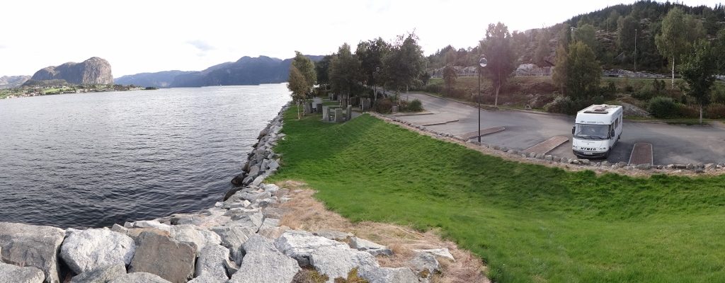 Motorhome parking Lysefjord Norway