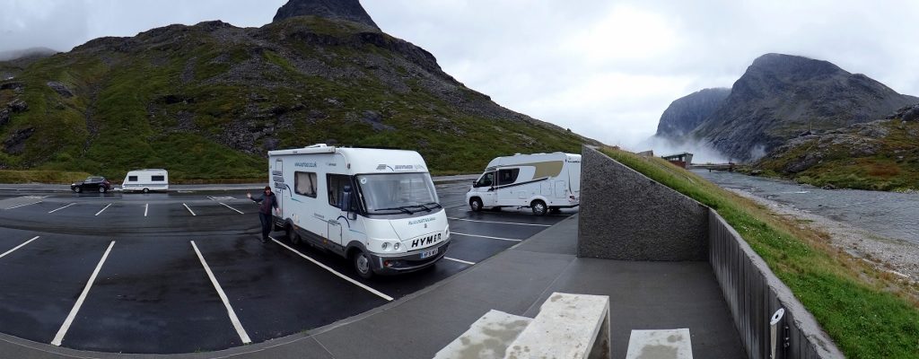 Free parking at the Trollstigen visitor's centre, Norway