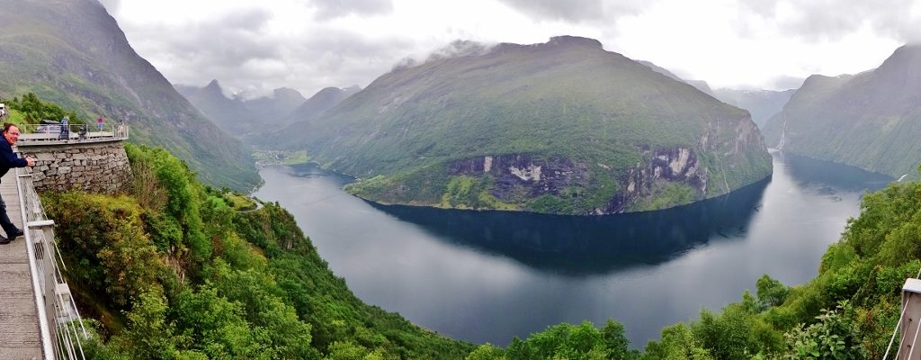 The view from Ørnesvingen viewpoint of Geirangerfjord