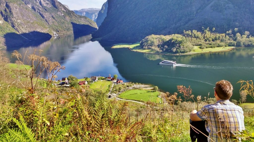 Boat on Nærøyfjord, Norway
