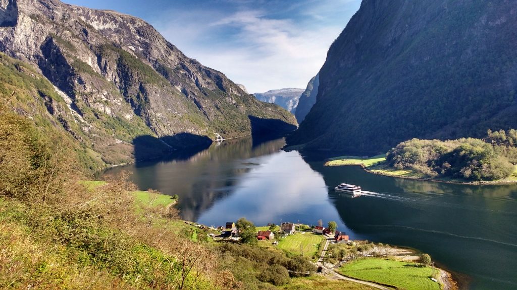 Boat on Nærøyfjord, Norway