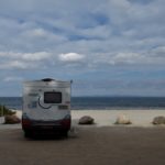Beach-side parking just south of Hornbæk. We moved across the car park in the late evening, to face into the wind and get some cover from trees