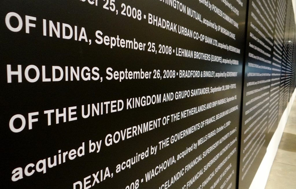 Wow! these are all bank that have gone under. The commentary on this was about how capitalism goes through boom and bust cycles - not massively surprising but the sheer number of bust banks was incredible