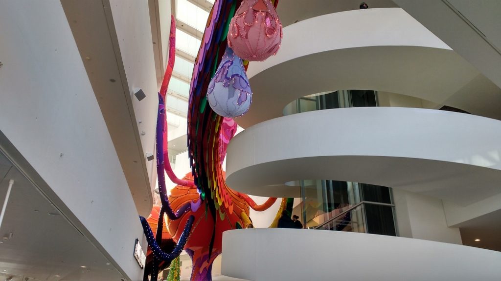 The smooth white lines of the museum were filled with the Valkyrie Ran, who's symbology was lost of me, but it looked wonderful