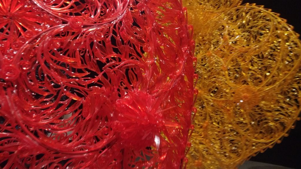 An exhibit we got to see today. Look closely. It's made up of plastic knives, forks and spoons.