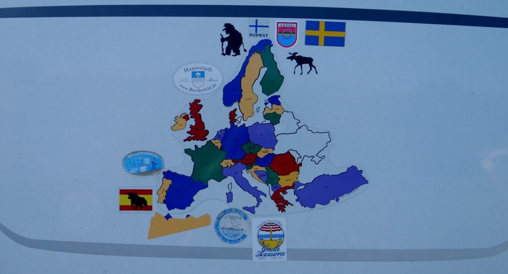 On the back of a well-travelled German van in the aire the other day