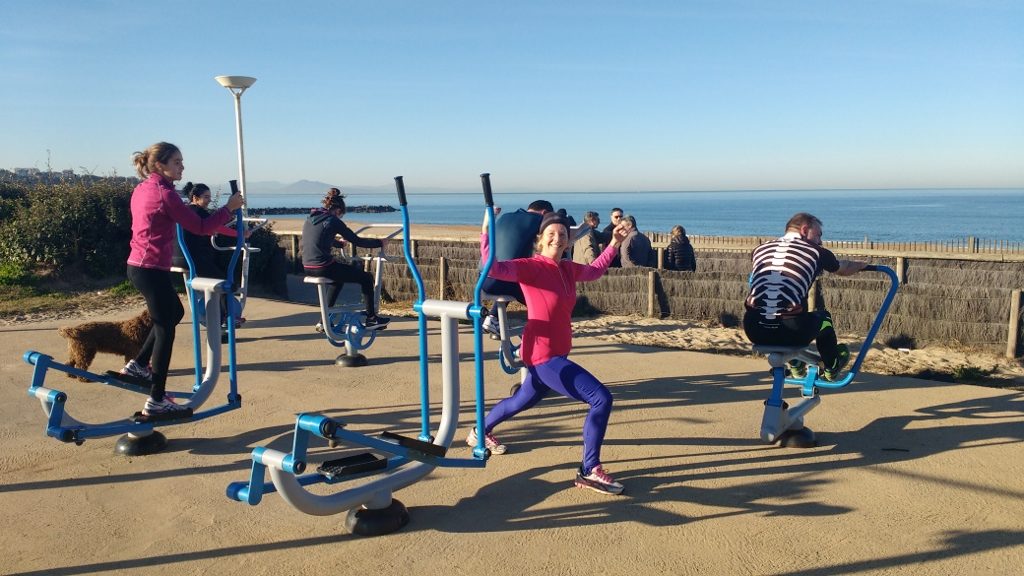 Hey, we've done some exercise before we set off from Anglet, it's not all booze, booze, booze. Not entirely anyway.