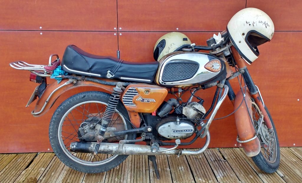 matching motorbike and wall