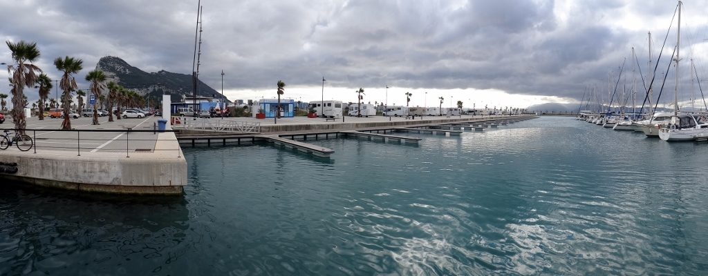 Motorhome parking at La Linea, just outside Gibraltar